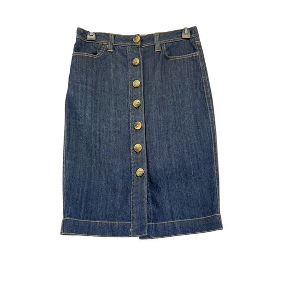 Vintage Style Boden Denim Skirt Button Front Y2K Indie Preppy Dark Wash size  4 - Picture 2 of 5